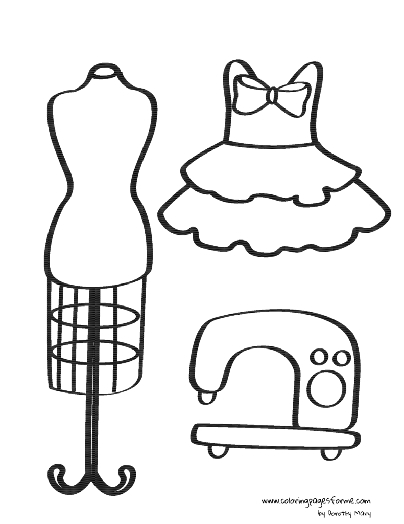 sewing clothes coloring page