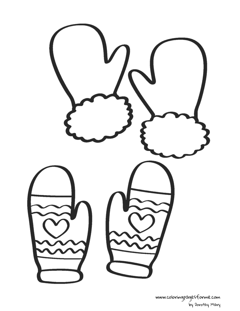 winter gloves coloring page