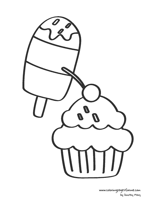 cupcake and ice cream coloring page