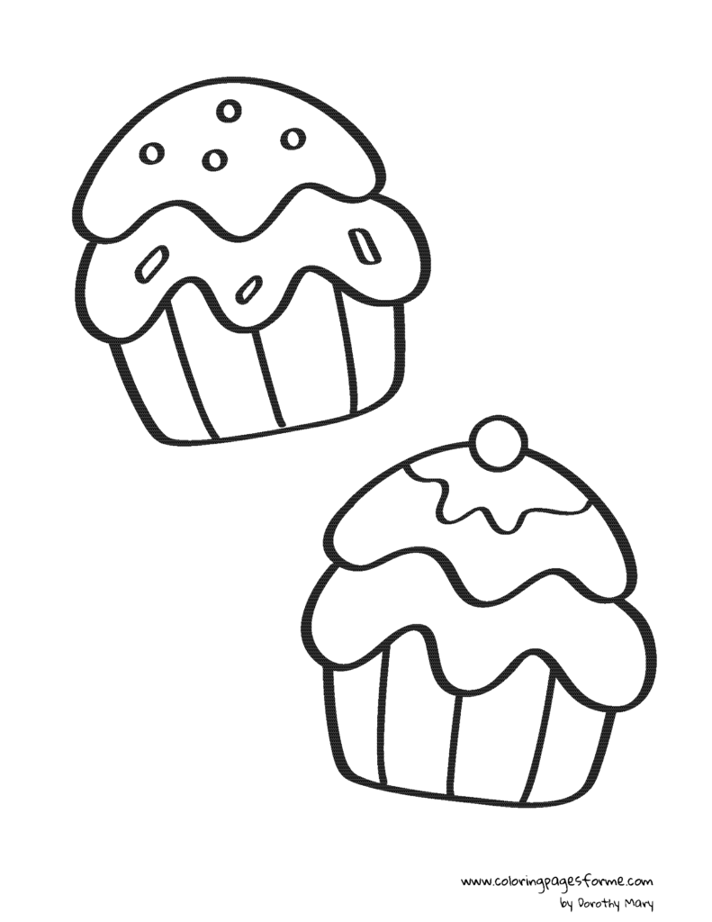 two cupcakes coloring page