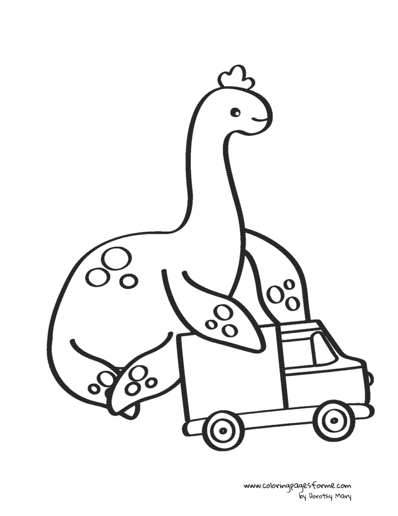 plesiosaurus dinosaur playing with a car