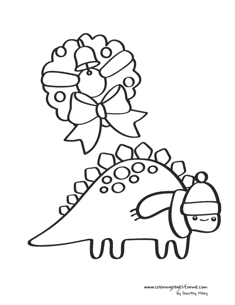 stegosaurus dinosaur in a christmas hat