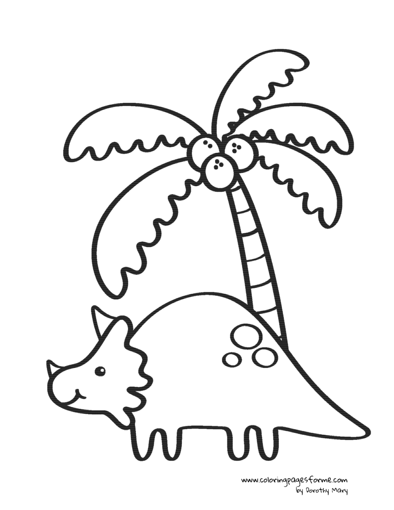 happy triceratops and palm
