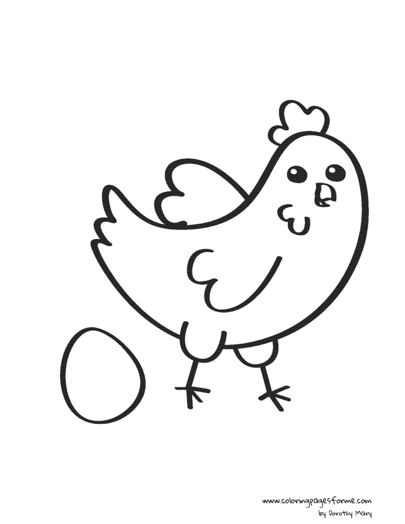 happy chicken coloring page