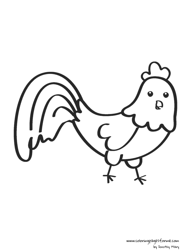 happy rooster coloring page