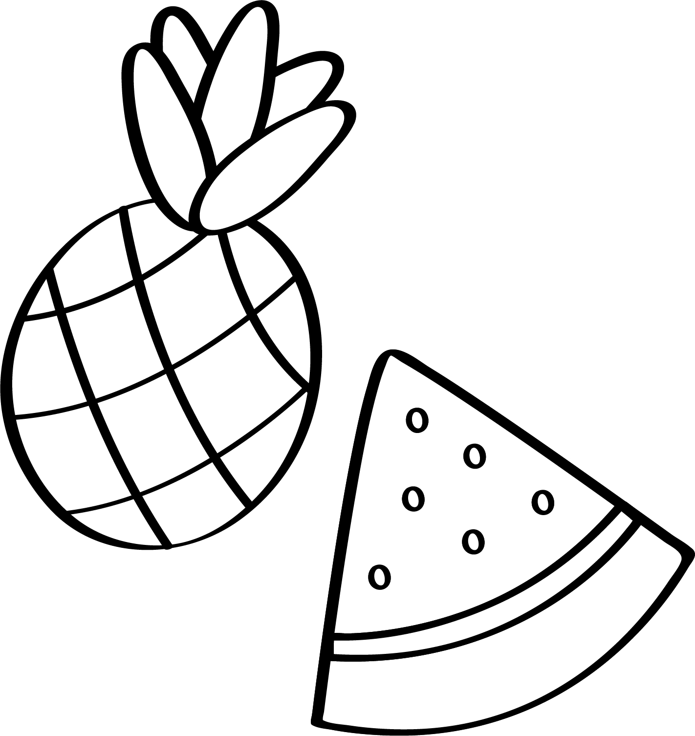 pineapple and watermelon coloring page