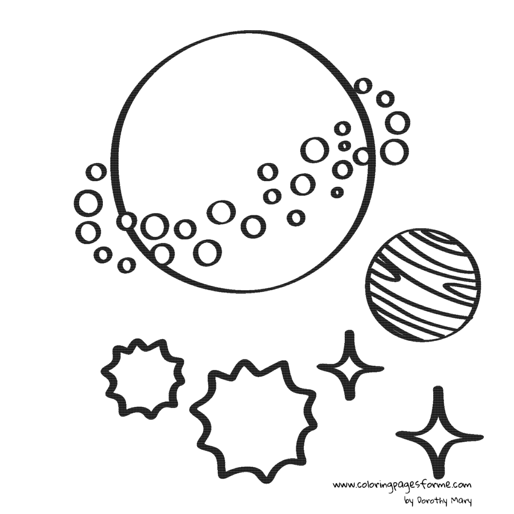 planets and stars coloring page