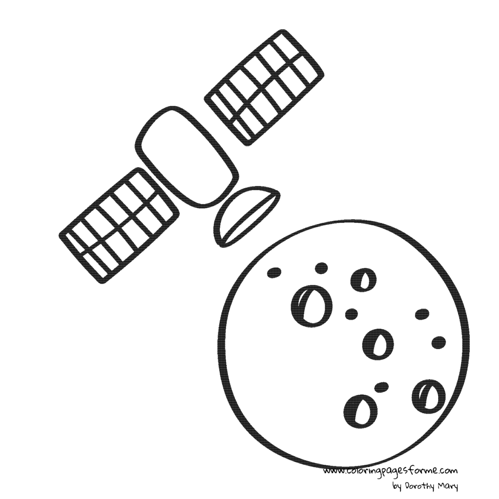 satellite and the moon coloring page