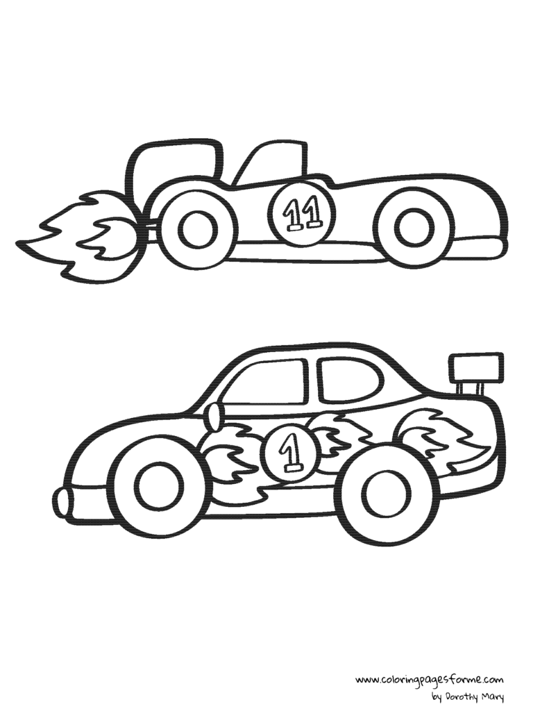 race cars coloring page