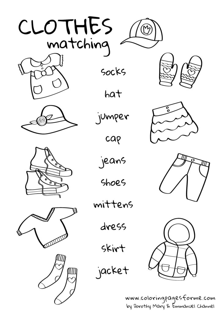 clothes matching english worksheet