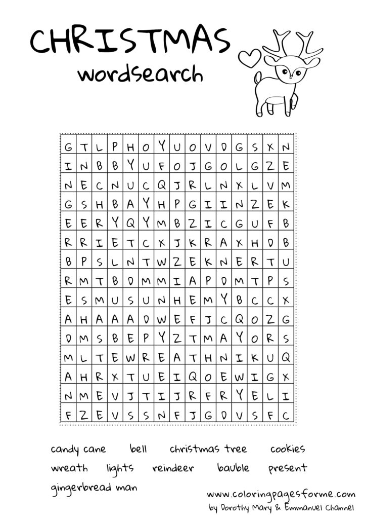 christmas wordsearch english worksheet