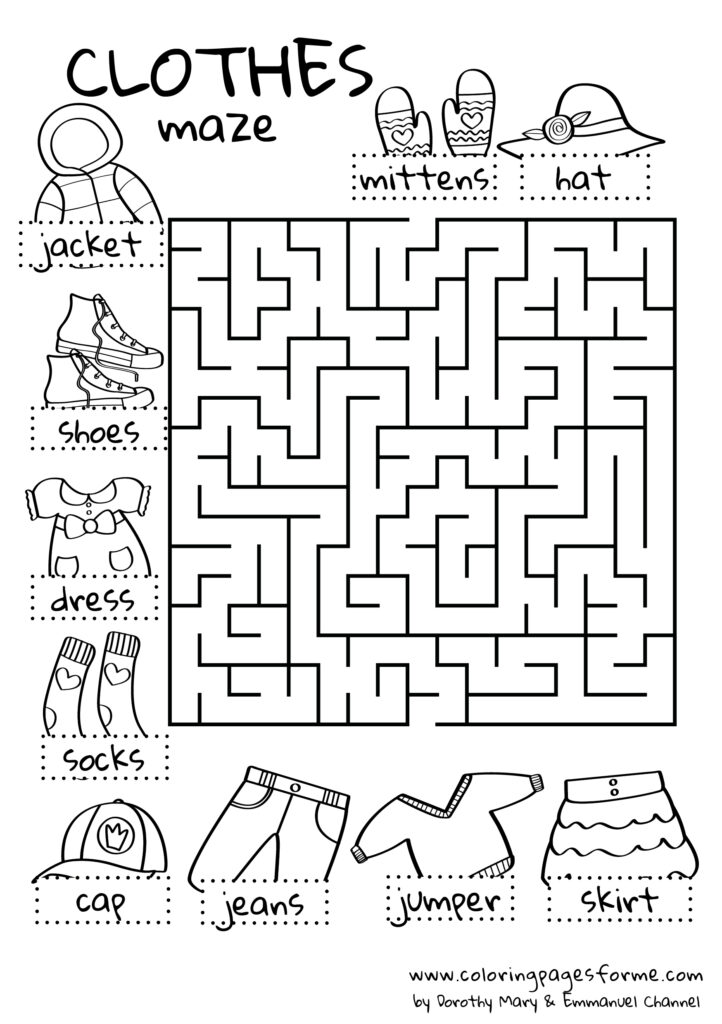 clothes maze english worksheet