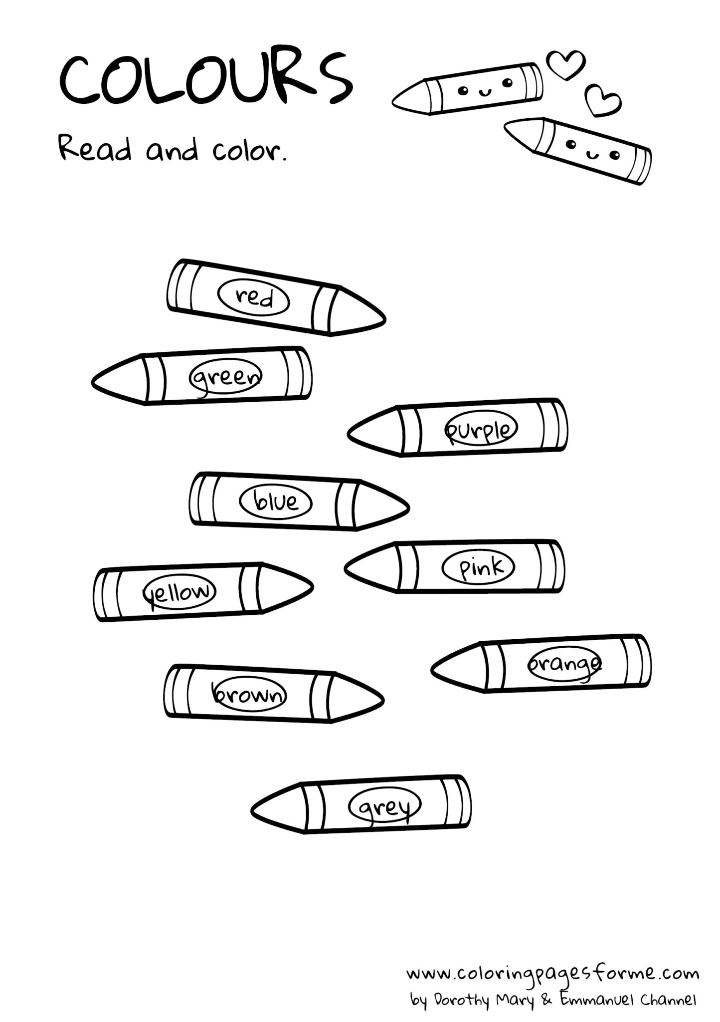 Free and Printable Colours Vocabulary Exercises PDF files