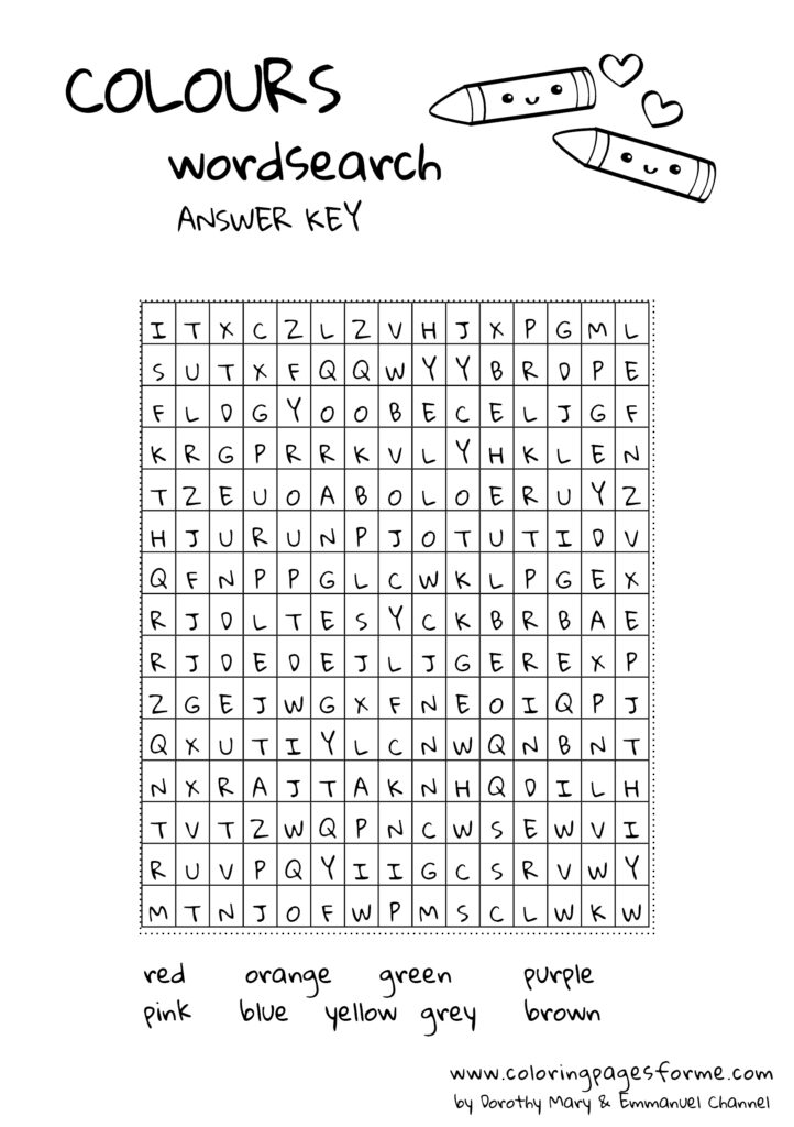 colour english worksheet