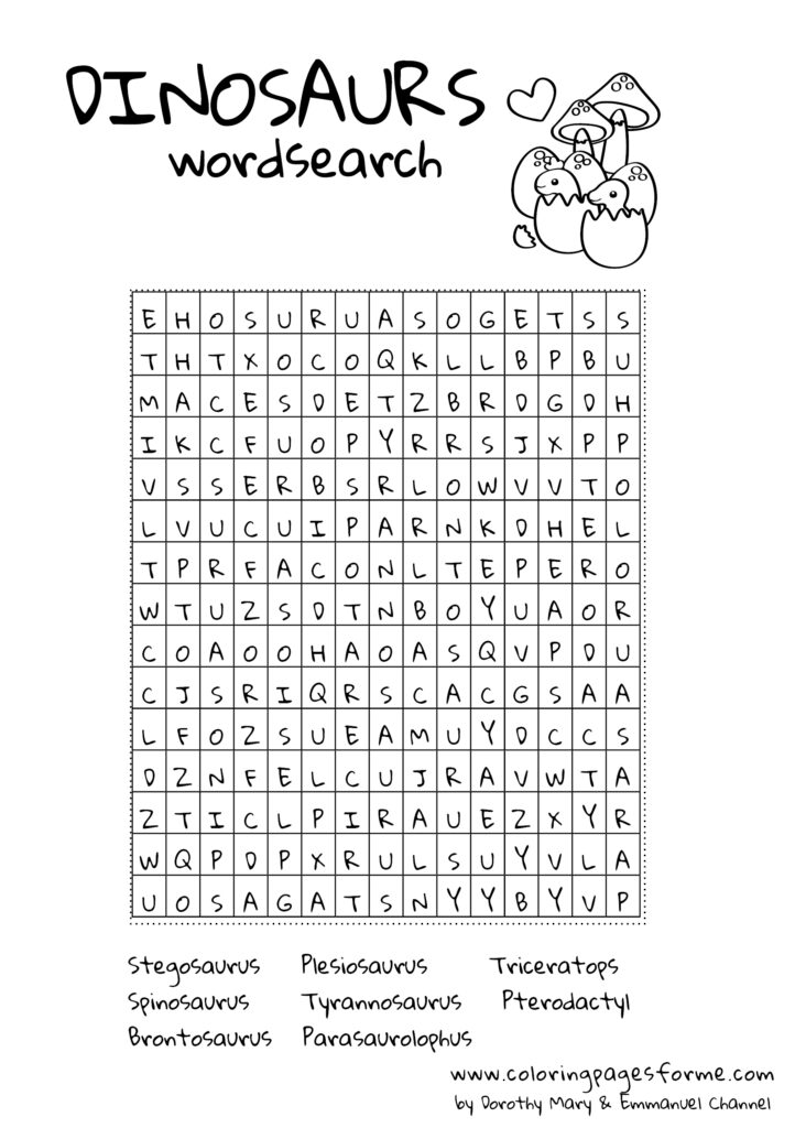 dinosaurs wordsearch english worksheet