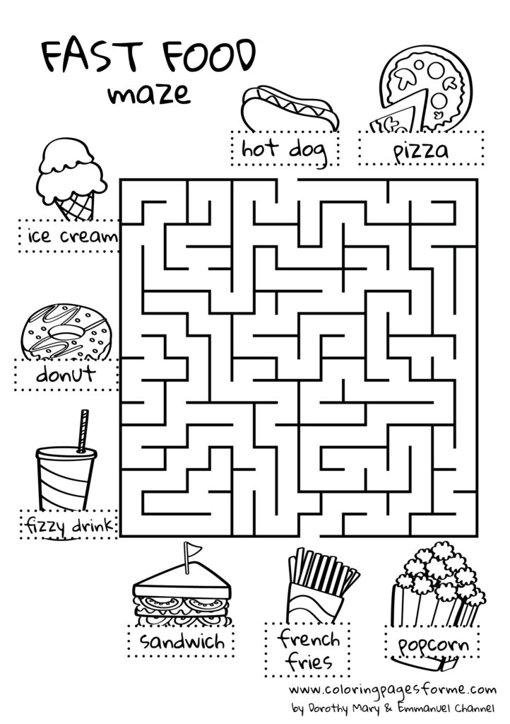 fast food maze english worksheet