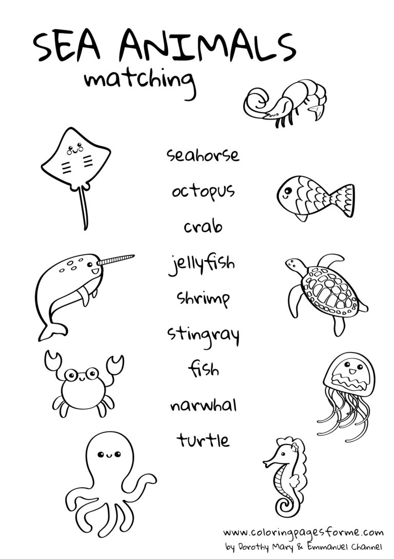 Free and Printable Sea Animals Vocabulary Exercises PDF files