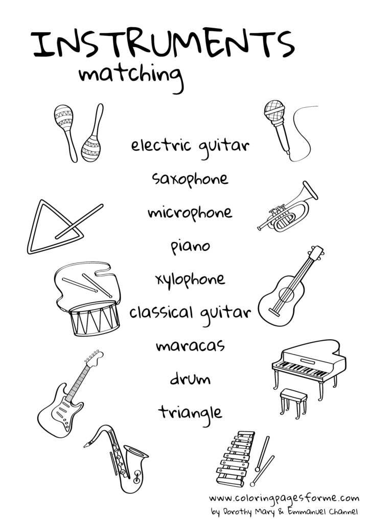 instruments matching english worksheet