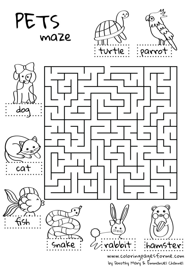 pets maze english worksheet