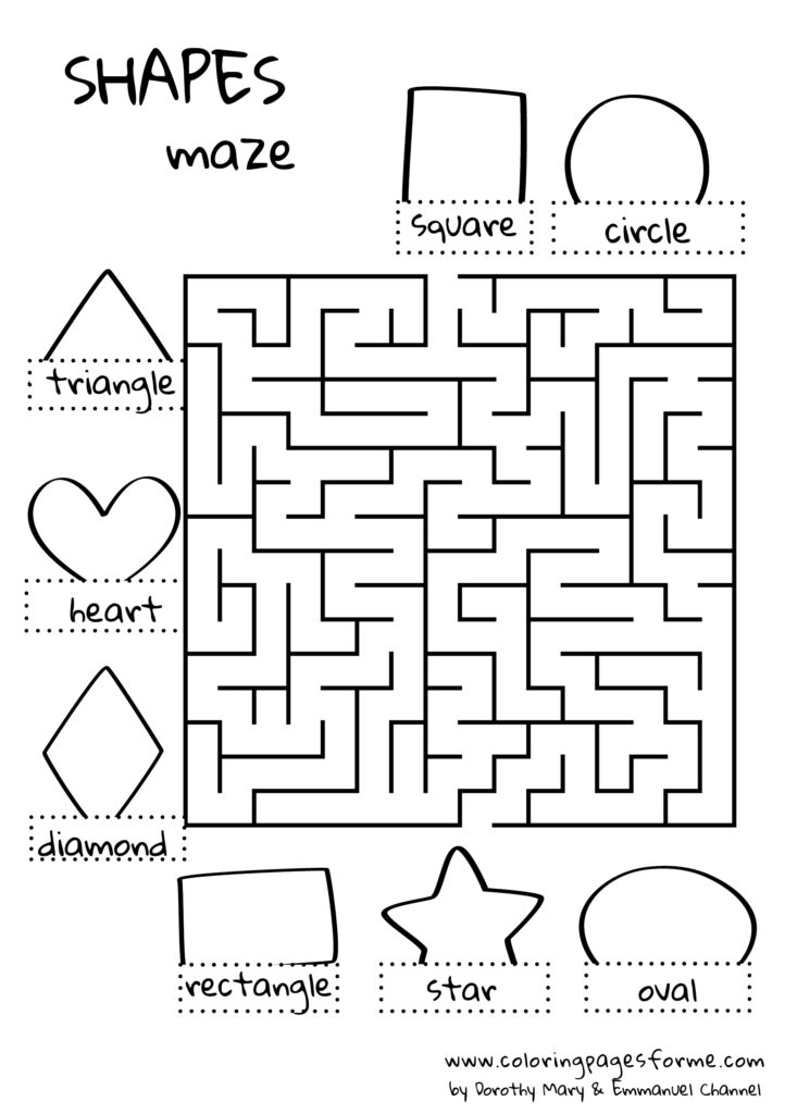 shapes maze english worksheet