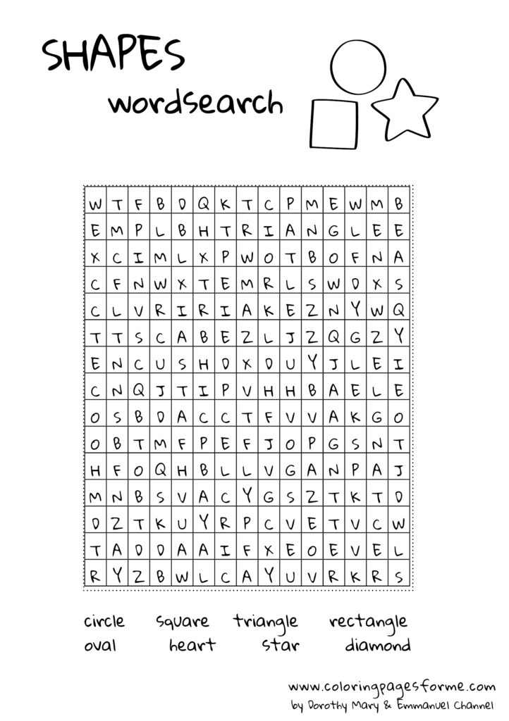 shapes wordsearch english worksheet