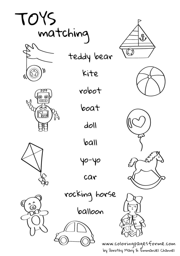 toys matching english worksheet