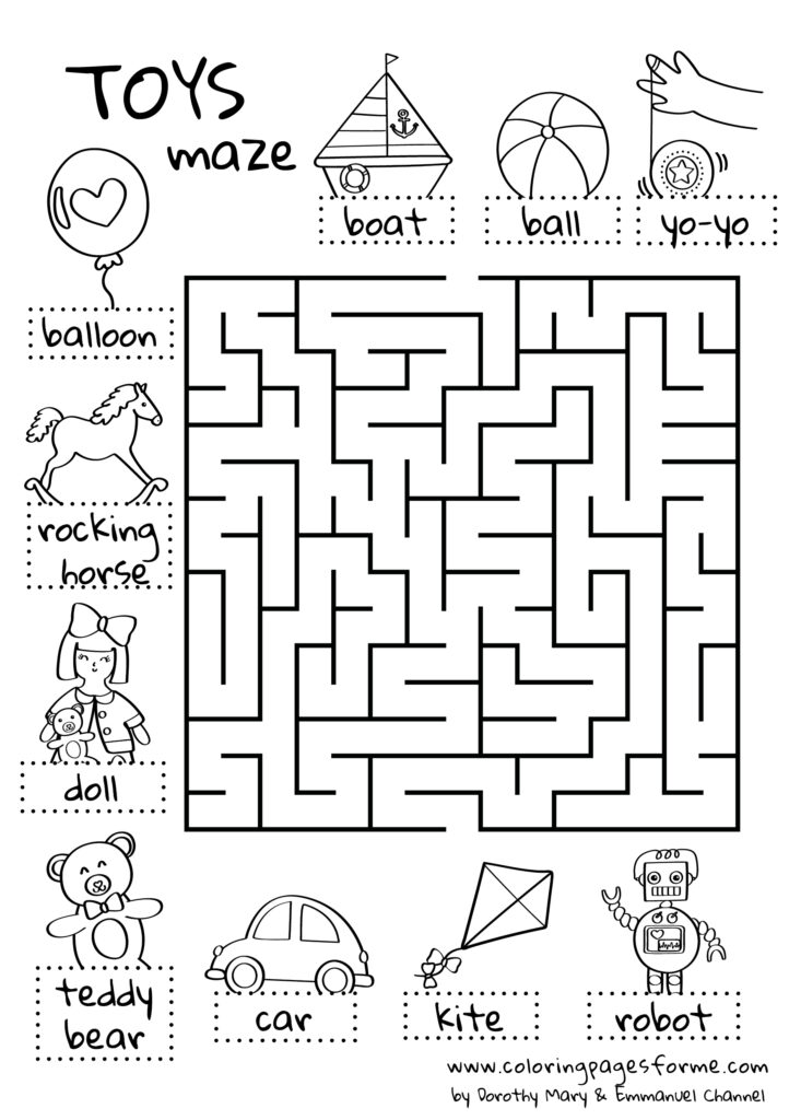 toys maze english worksheet