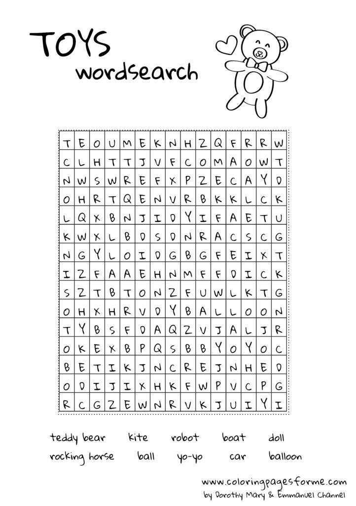 toys wordsearch english worksheet