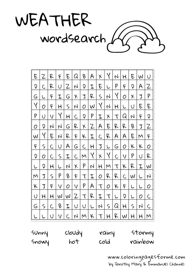 weather wordsearch english worksheet