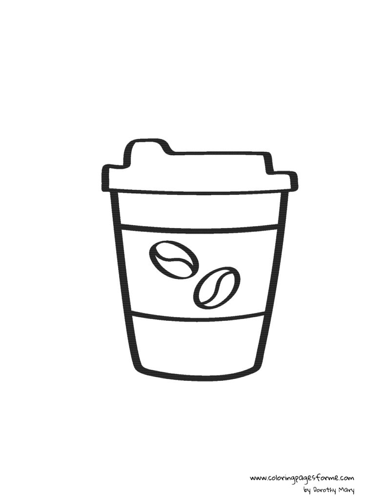 coffe to go coloring page for kids - free and printable PDF