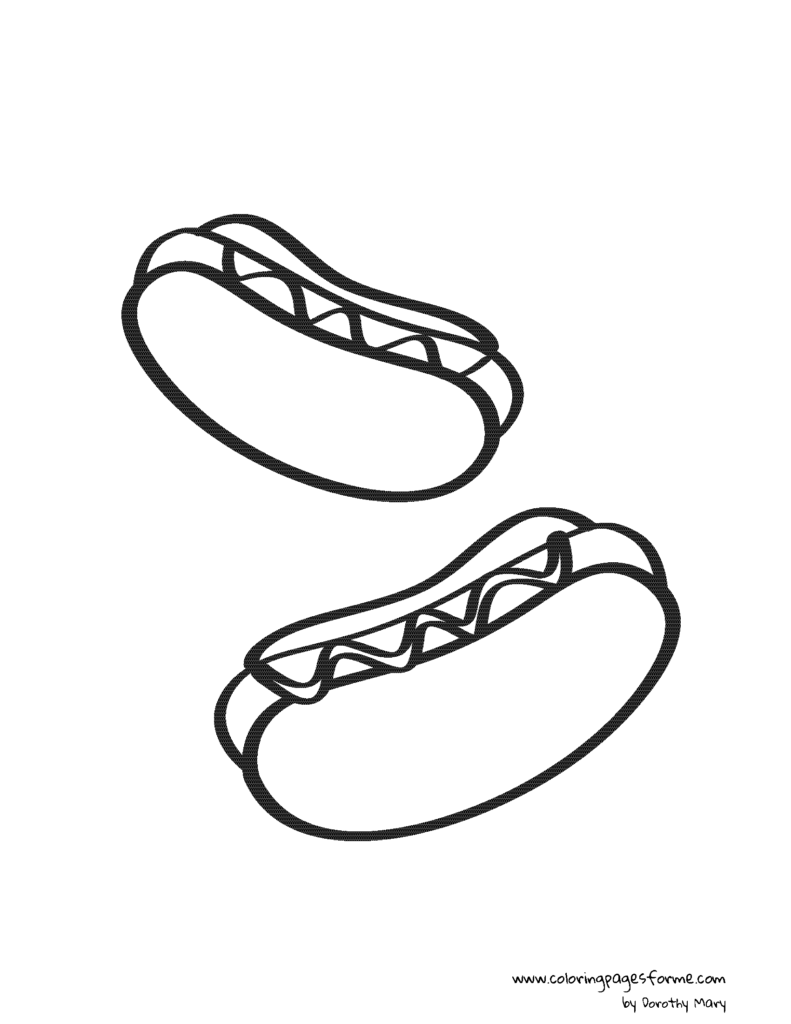 hot dog coloring page for kids - free and printable PDF