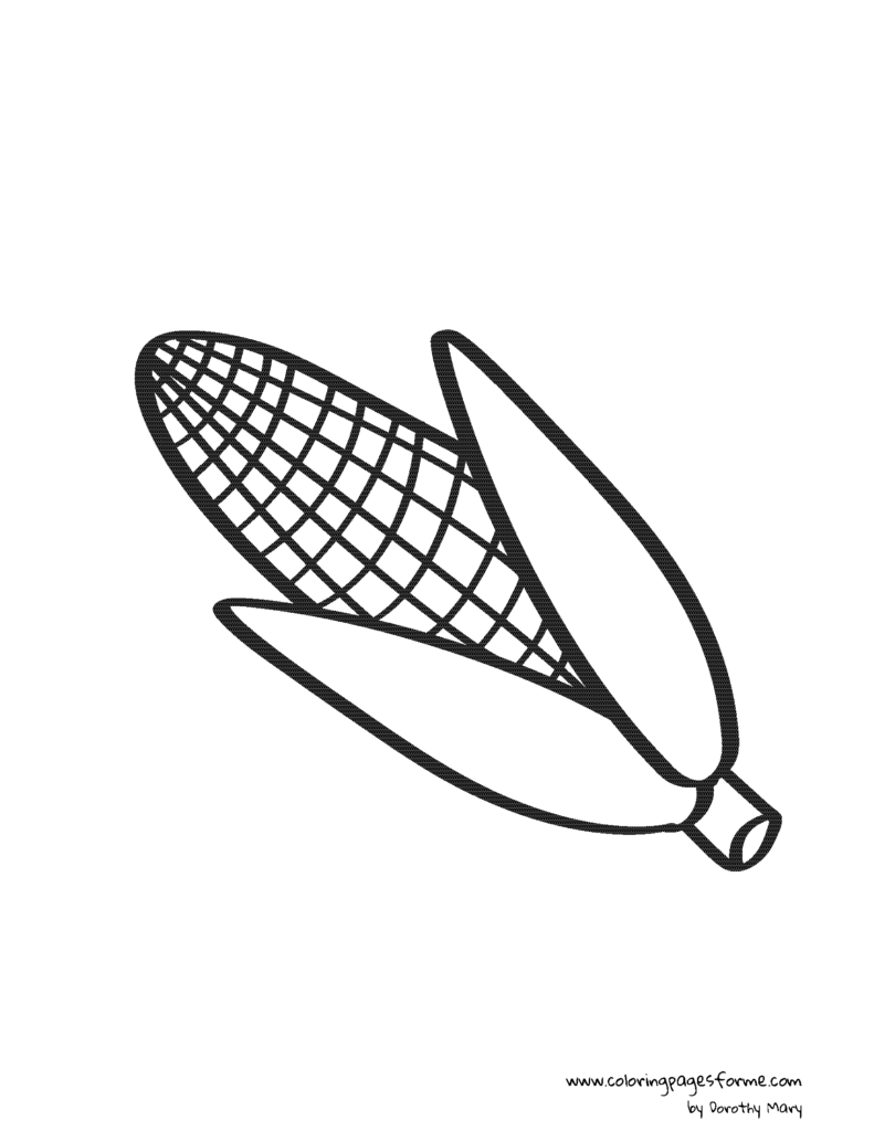 corn coloring page for kids - free and printable PDF