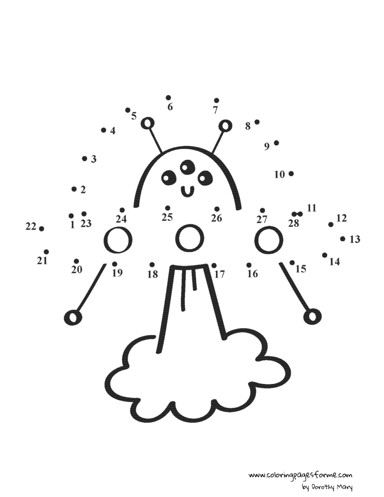 alien dot to dot coloring page