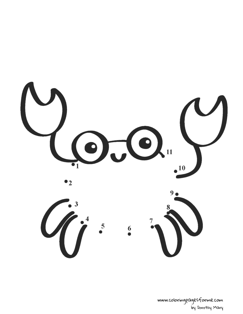 crab dot to dot coloring page