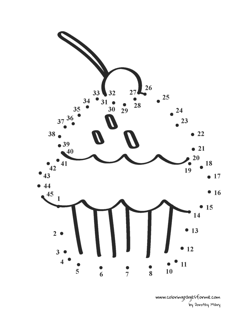 cupcake dot to dot coloring page