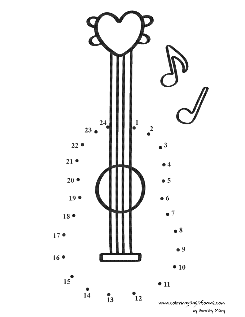 guitar dot to dot coloring page