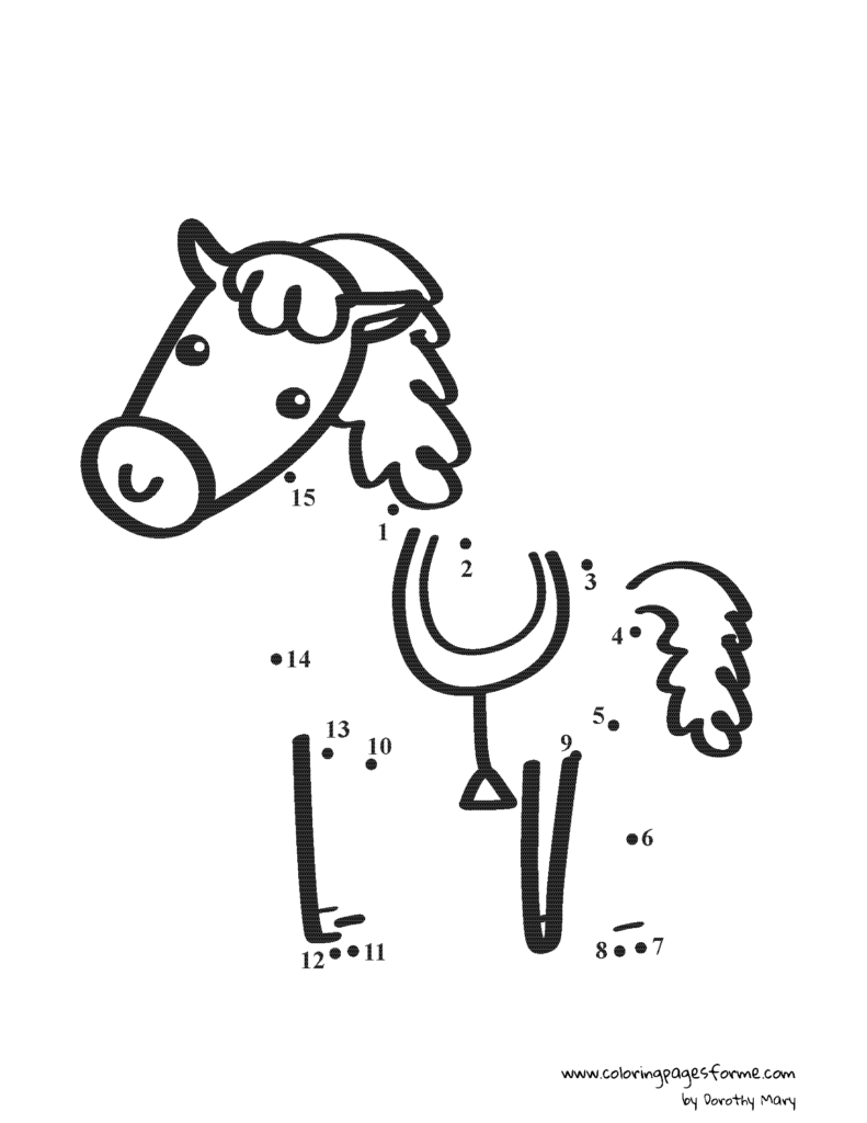 horse dot to dot coloring page