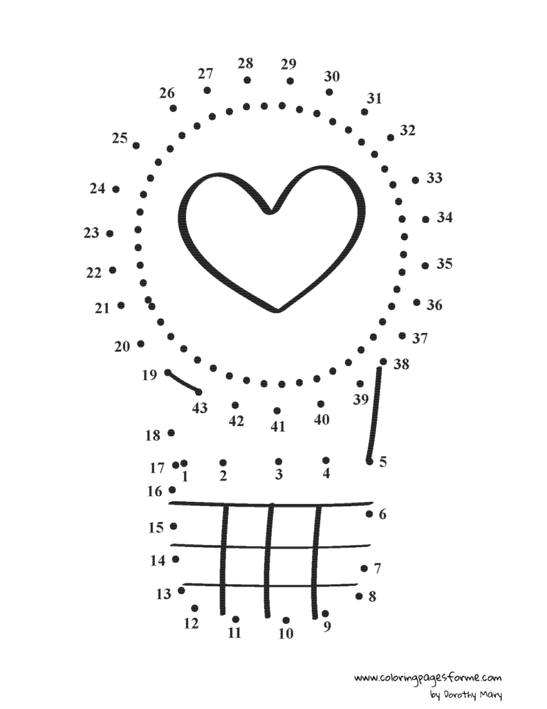 hot air ballon dot to dot coloring page