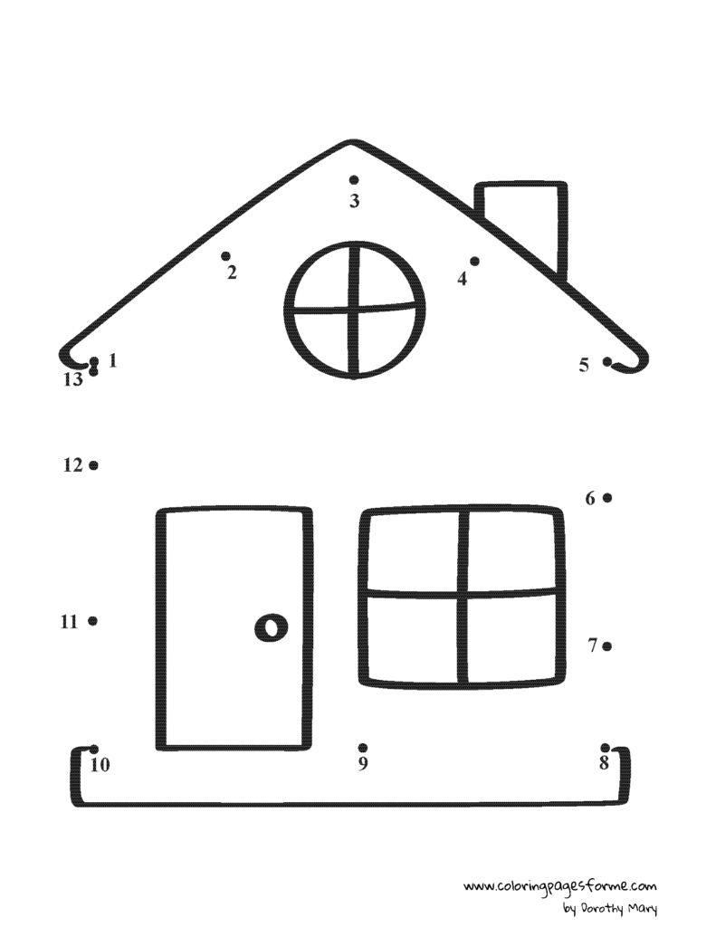 house dot to dot coloring page