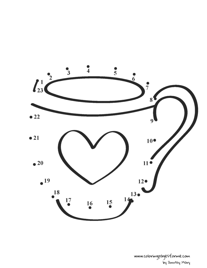 mug dot to dot coloring page