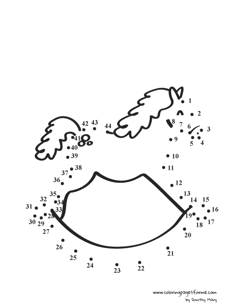 rocking horse dot to dot coloring page