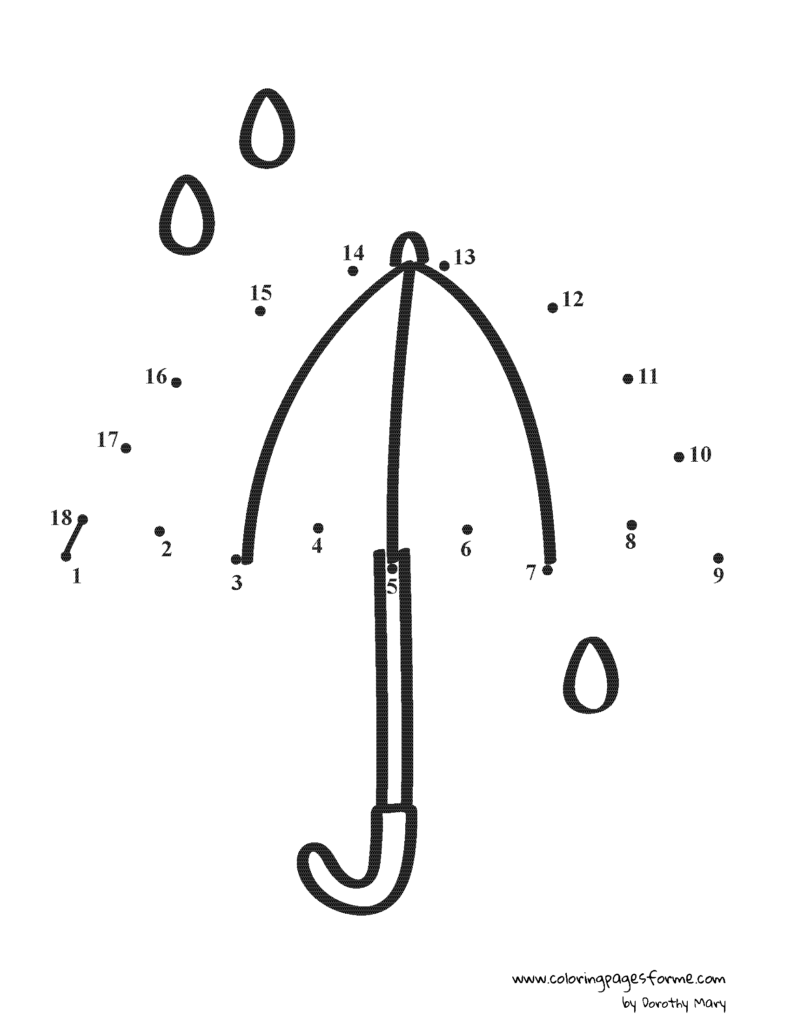 umbrella dot to dot coloring page