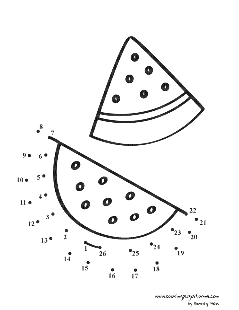 watermelon dot to dot coloring page