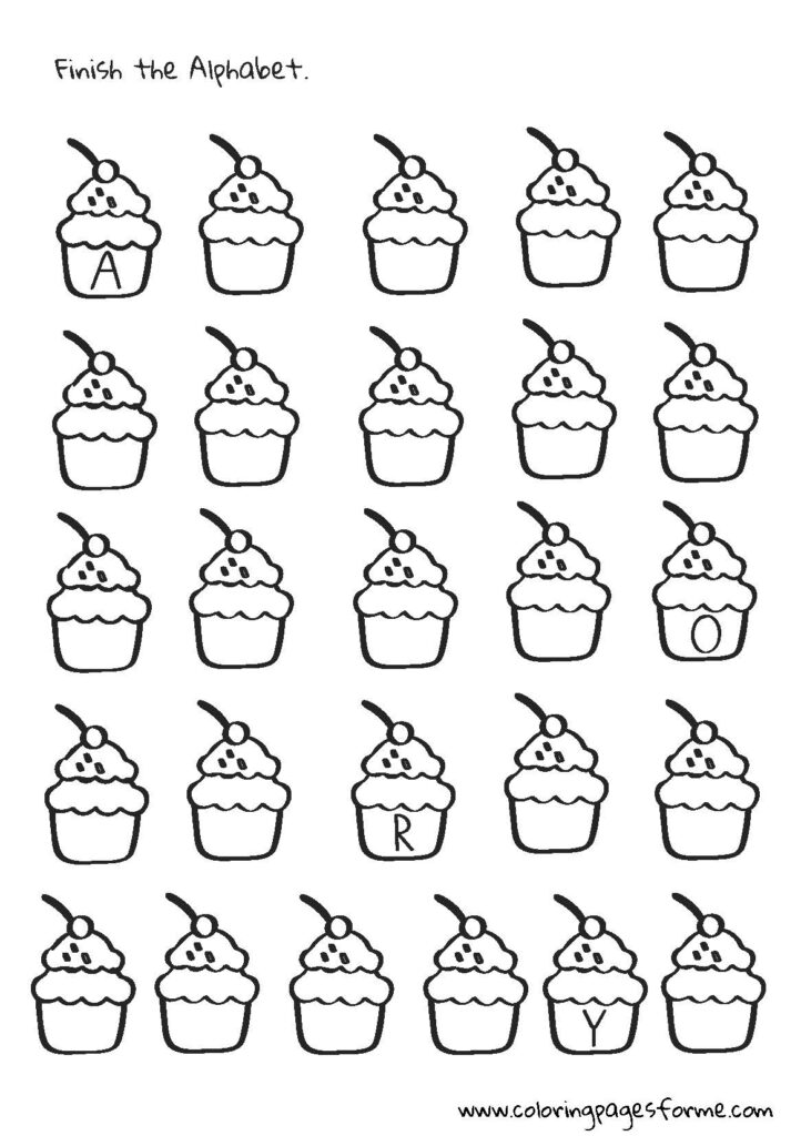 english worksheet alphabet cupcakes