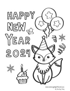 Free And Printable Cute Cupcakes Coloring Pages For Girls   Holidays Coloring Pages New Year 2024 Fox 232x300 