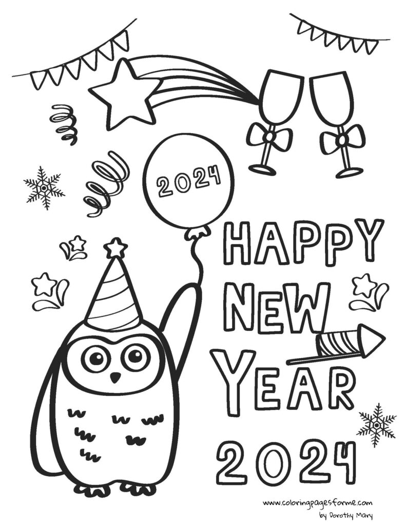 new year 2024 with owl