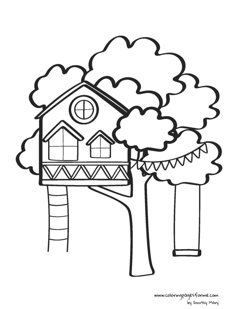 tree house coloring page