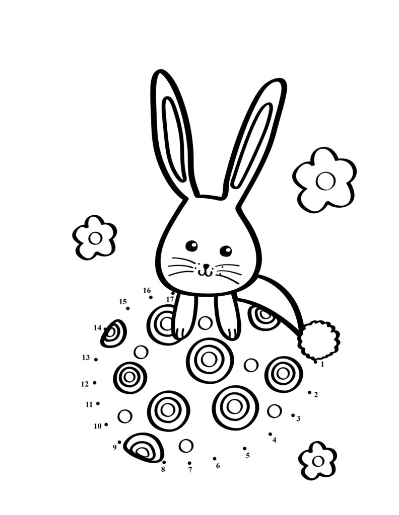 easter bunny and the easter egg dot to dot coloring page