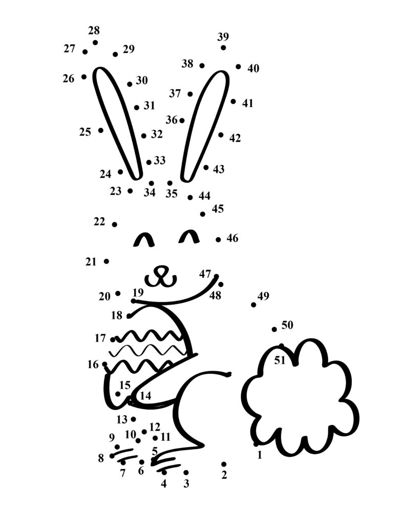 easter bunny dot to dot coloring page