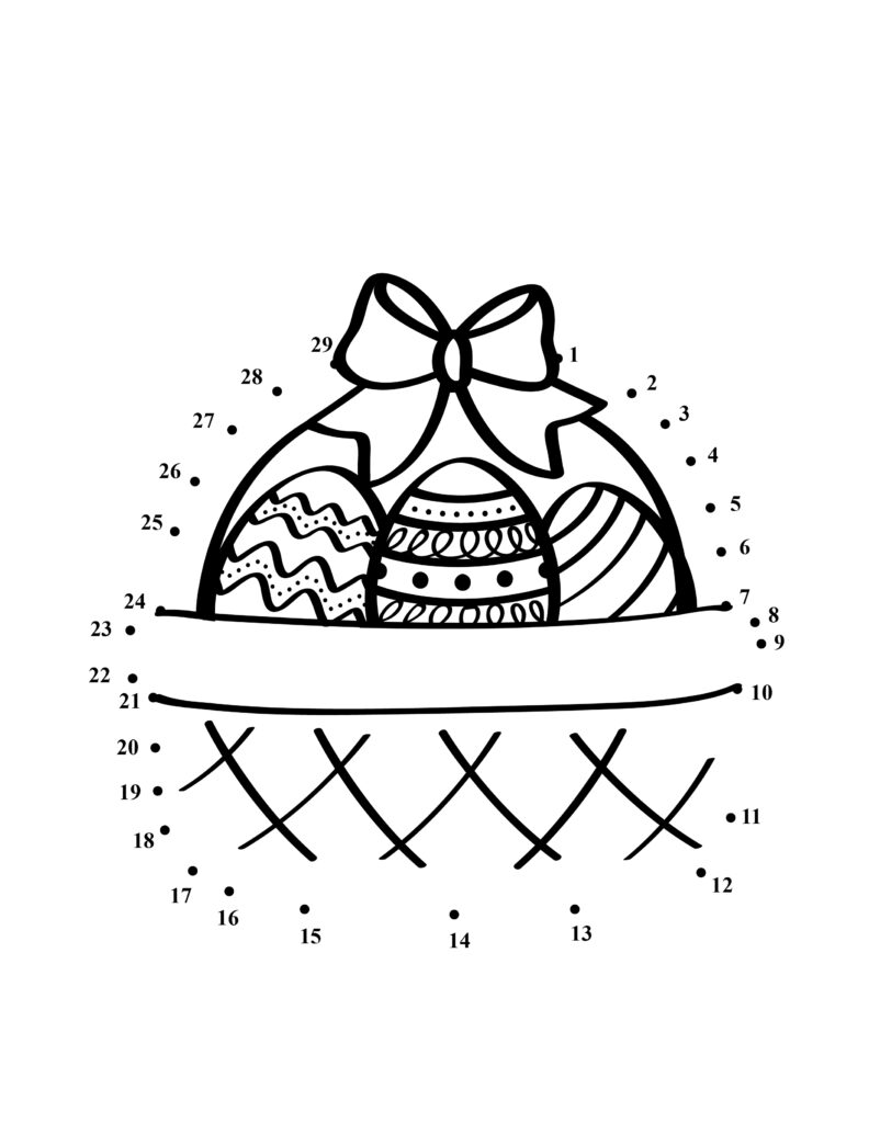 easter basket dot to dot coloring page